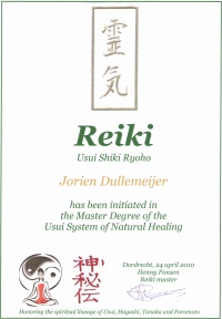 Jorien Dullemeijer Reiki Master diploma 3 Reiki Master diploma 3